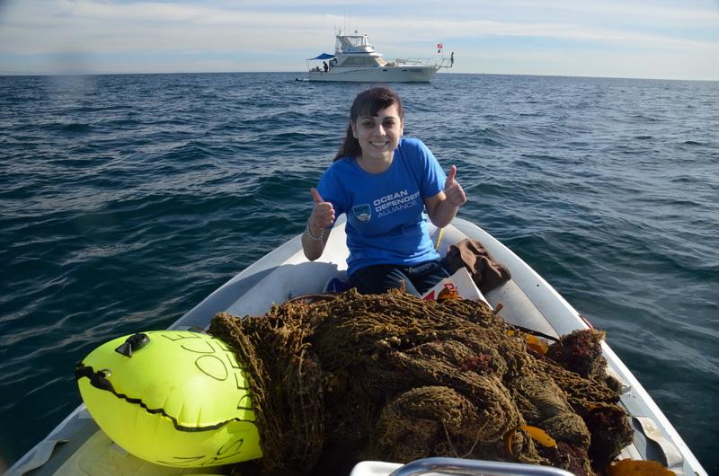 Ocean Defender Brooke in RIB with recovered net debris