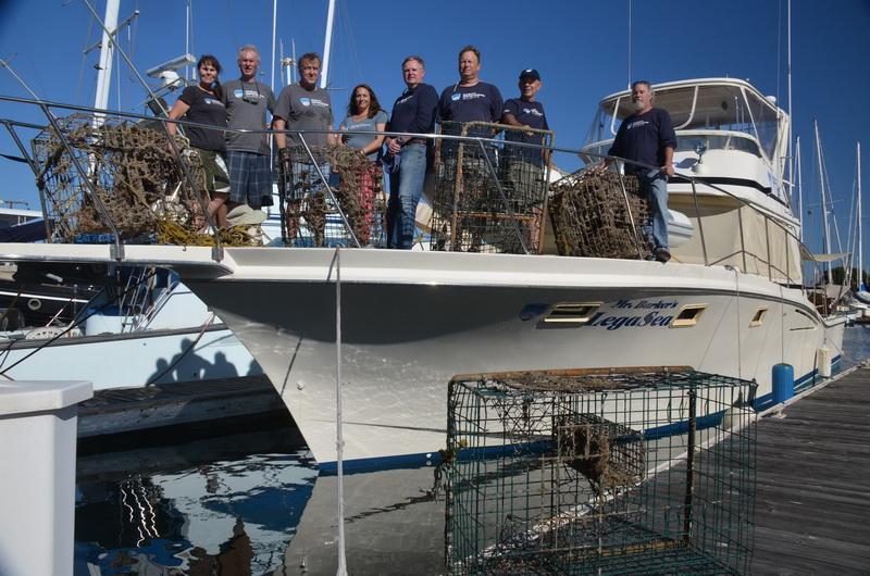 ODA Dive and Boat Crew with the day's catch - 5 abandoned lobster traps