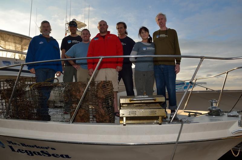 ODA Boat & Dive crew with the abandoned lobster traps hauled out