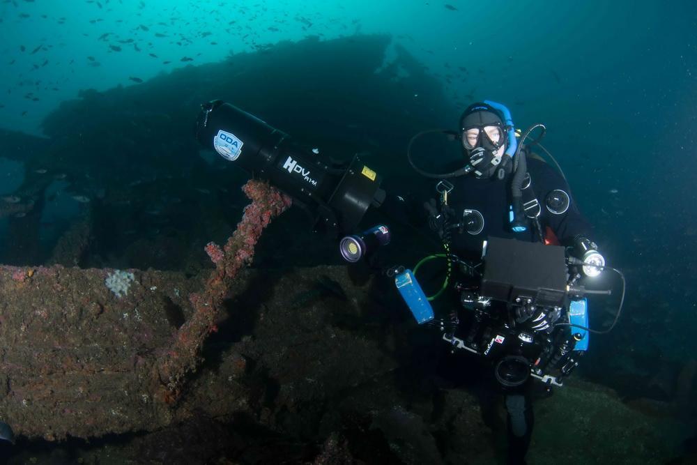ODA SCUBA diver Walter Marti scouting wreck for ghost gear