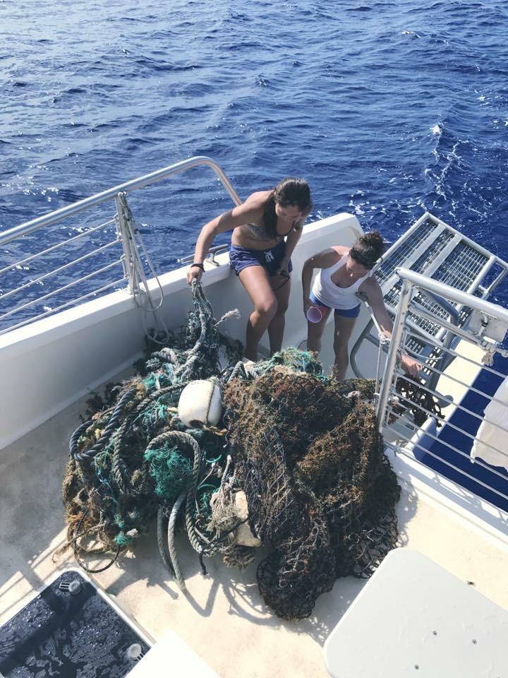 Ghost gear removed - net and line on deck