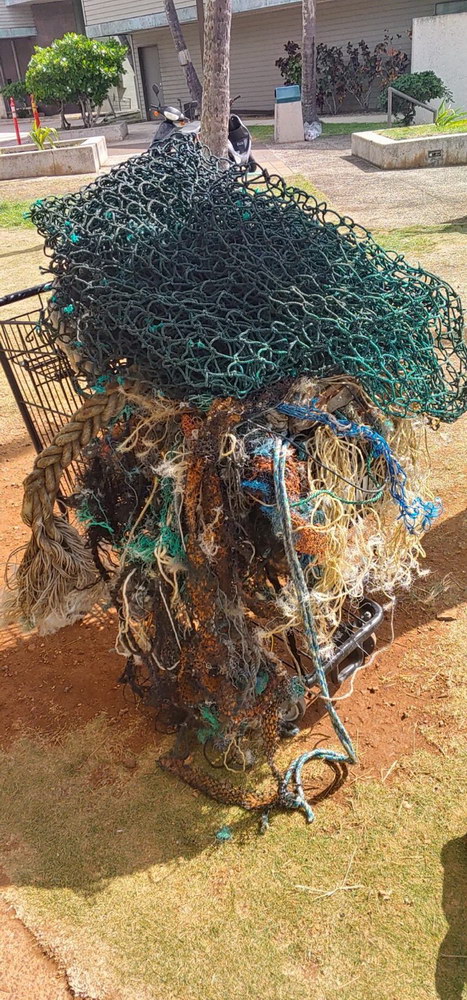 Hauled out abandoned fishing nets