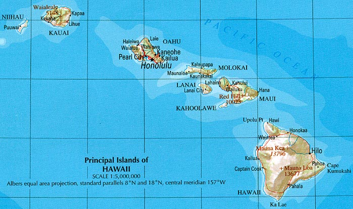 Map of Hawaiin Islands